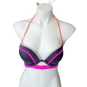 Victoria's Secret Padded Black Neon Bikini Top 34C